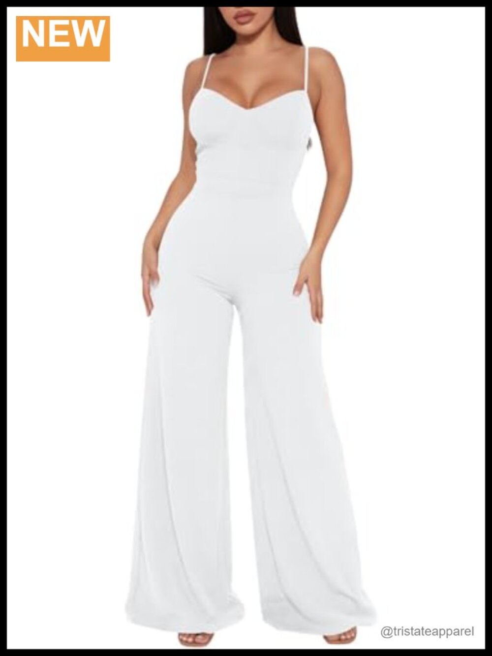 Hocuos Women's Spaghetti Strap Wide Leg Corset Jumpsuit Sleeveless